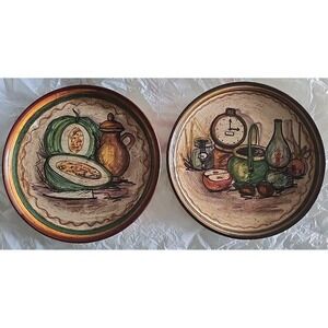 VINTAGE VIETRI ITALIAN WALL ART POTTERY 2‎ DISHES HAND PAINTED